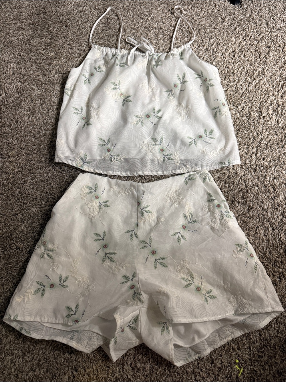 Floral Embroidered White Skort - Lightweight Summer Style